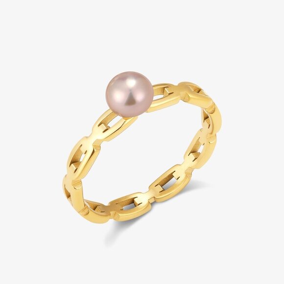 Sera Size Fresh Water Pearl Rings With Link Band - Picture 2 of 3